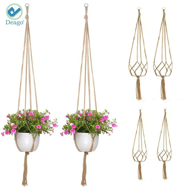 4 Types Retro Macrame Plant Hanger Rope Basket Pot Holder Flower Garden Outdoor 